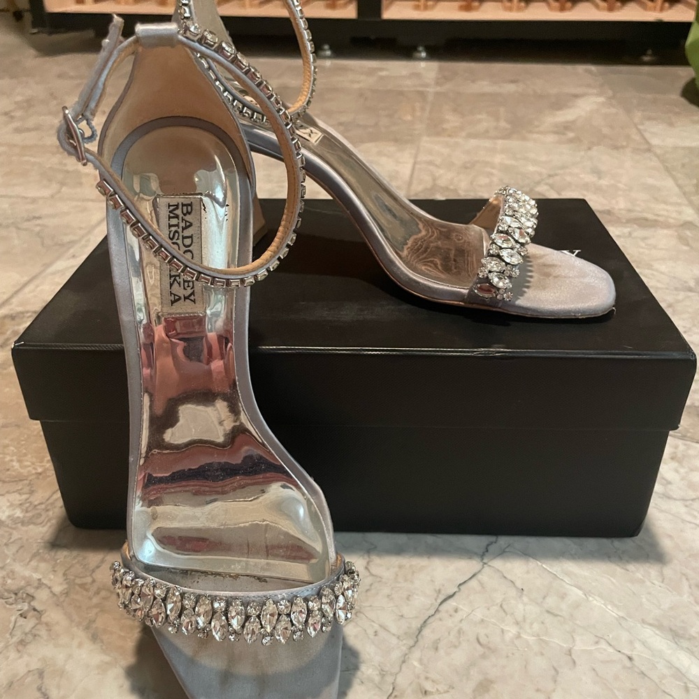 Badgley Mischka Light Blue w/ Silver Heels and Rhinestone Embellishments Bridal